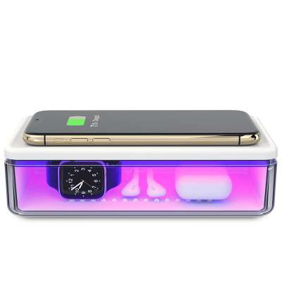 Mini disinfection uv light wireless charger Mobile Phone Sterilizer box uvc disinfection lamp