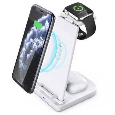 Amazon foldable wireless phone charger 3-in-1 wireless charging stand for Airpods smart watch charger for apple watch